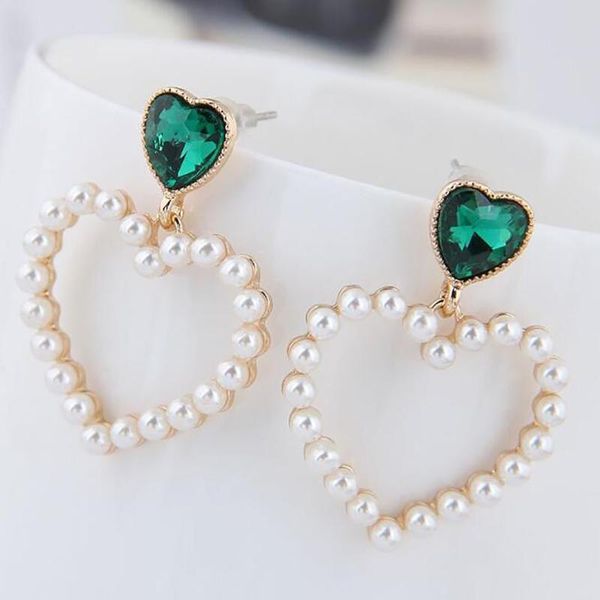 stud exquisite pearl ear earring women pendant simple style hollow out peach heart vintage ornaments boucle d'oreille femme, Golden;silver